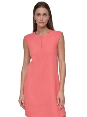 Dkny Women's Jewel-Neck Sleeveless Shift Dress - Coral